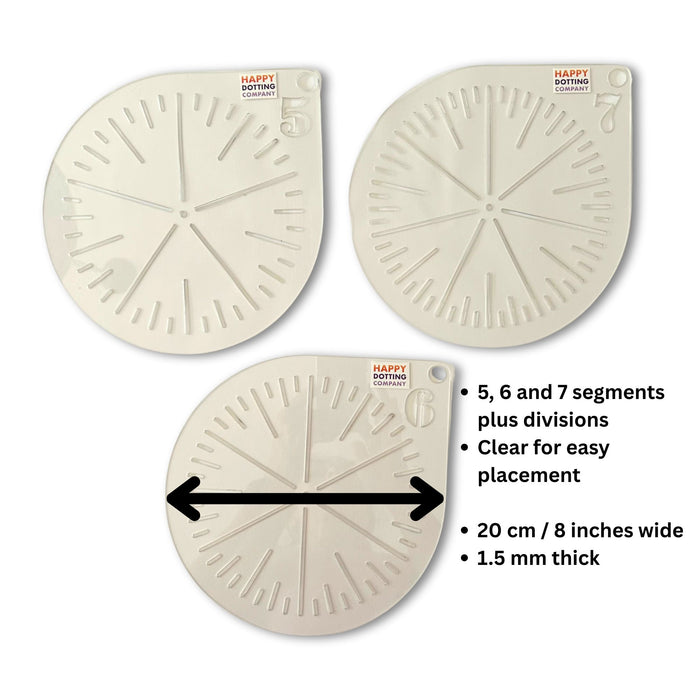5, 6 & 7 segments Mandala stencil set clear/transparent for drawing guidelines - 3 pc