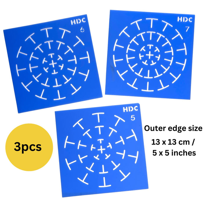 3-Piece Silicone Mandala Stencil Set – 5, 6 & 7 Segment Guides | Flexible