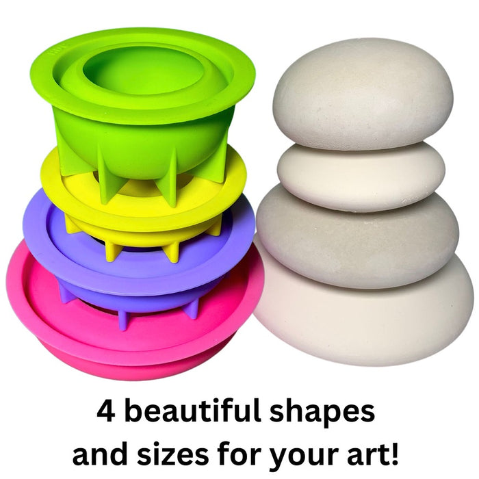 Round Art Stone Molds Combo with Dome Templates - 8pc - FREE Shipping