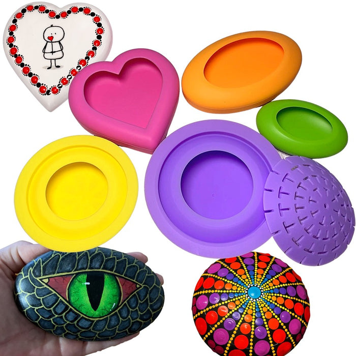 Variety Art Stone Mold  combo set with 1 Dome Template - 6pc - FREE shipping