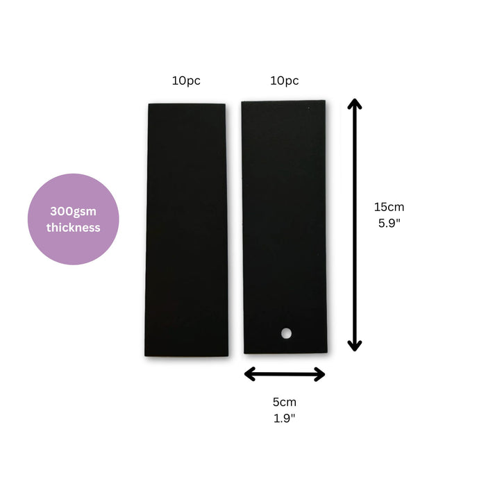 Blank Bookmark Set – of 20 black with tassels