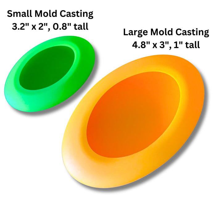 2 pc Ovals molds set - 1 large orange mold and 1 smaller green oval mold