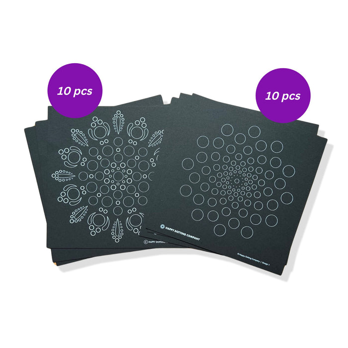 Dot Mandala practice cards - 2 designs - 10 pcs each designs - beginners dotting patterned cards