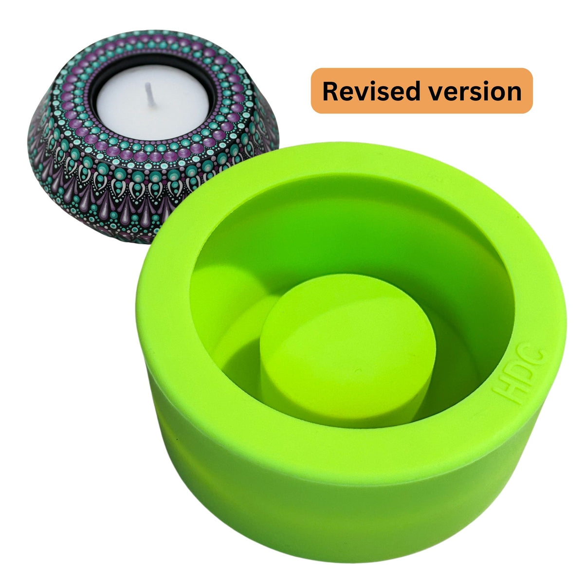 Tea light holder mold Design 1 silicone mold - lime colour