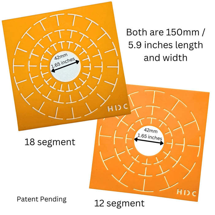 Stencils for Tea Light Candle Holder Castings, contains a 18 segment and 12 segment silicone templates for making guidelines