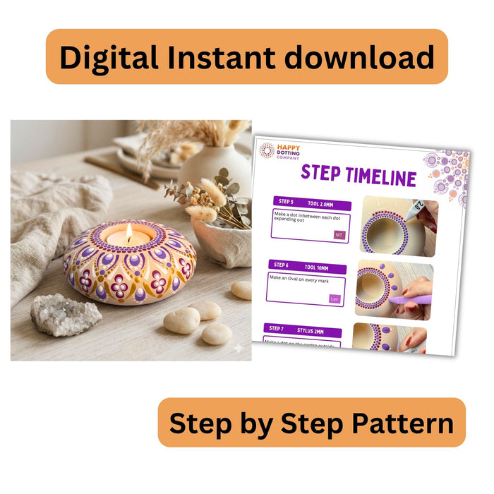 Tea light pattern #006 - PDF Instant download– Happy Dotting Company